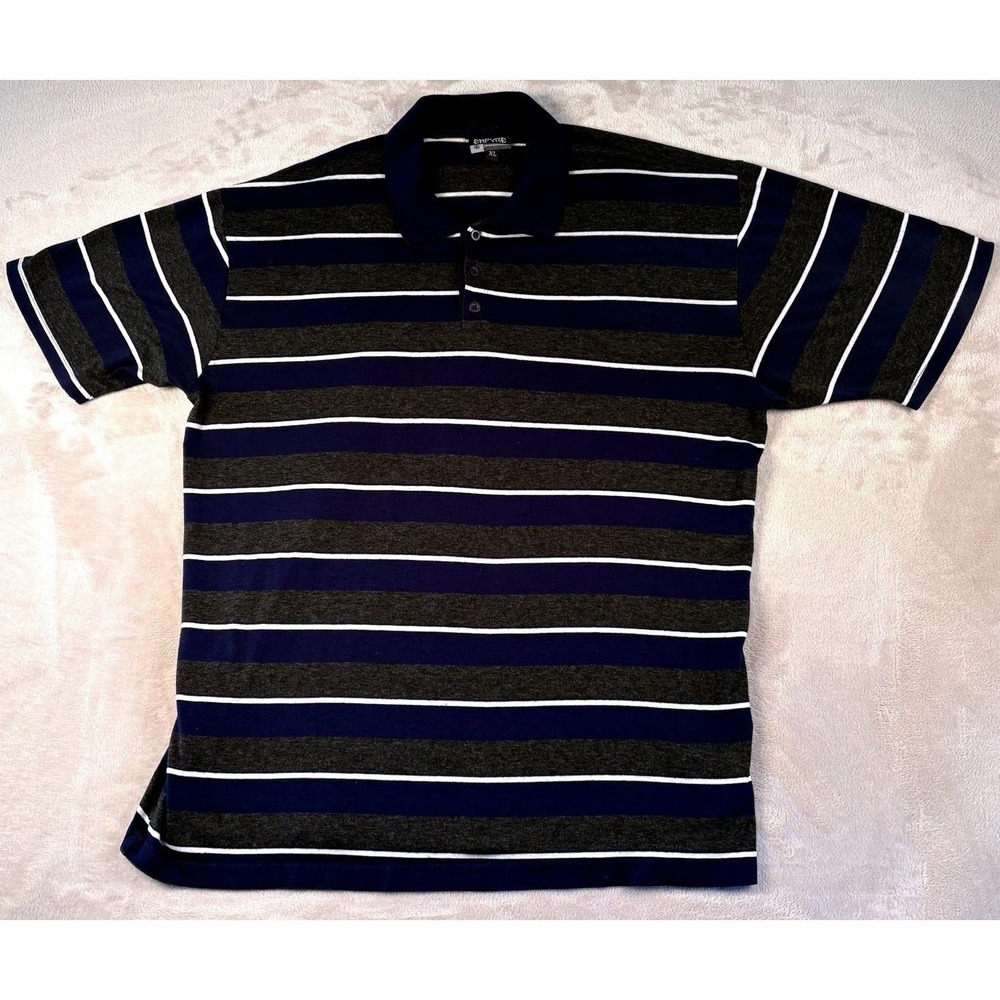 Vintage Empyre Striped Polo Shirt Mens XL Blue Gray Skateboard Y2K 90s Grunge